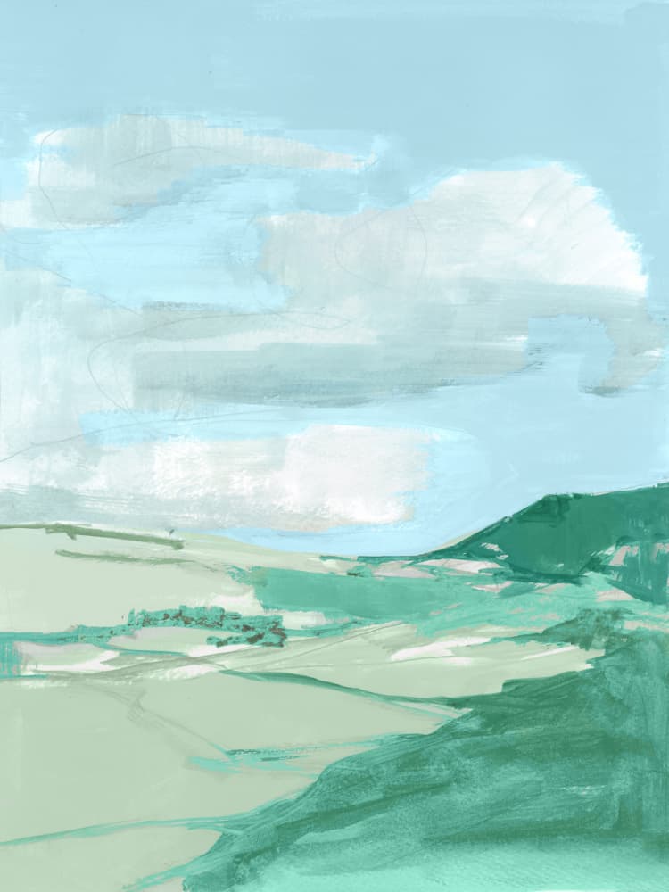 Abstract Green Hills by cartissi — canvas wall art