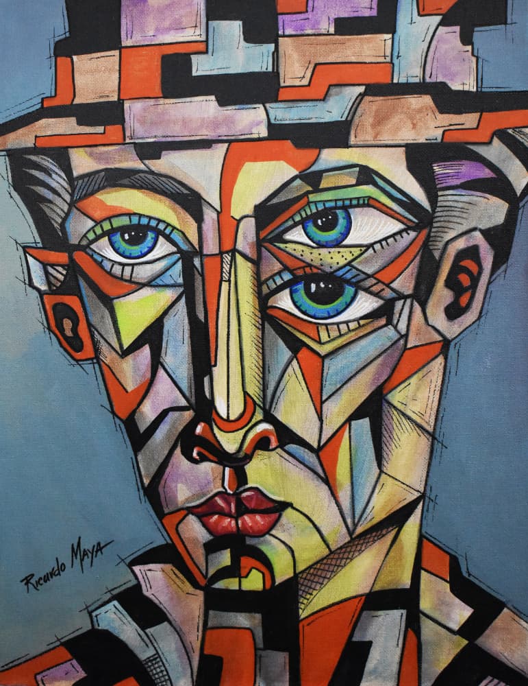 Geometric Man Three Eyes by Ricardo Maya — canvas wall art
