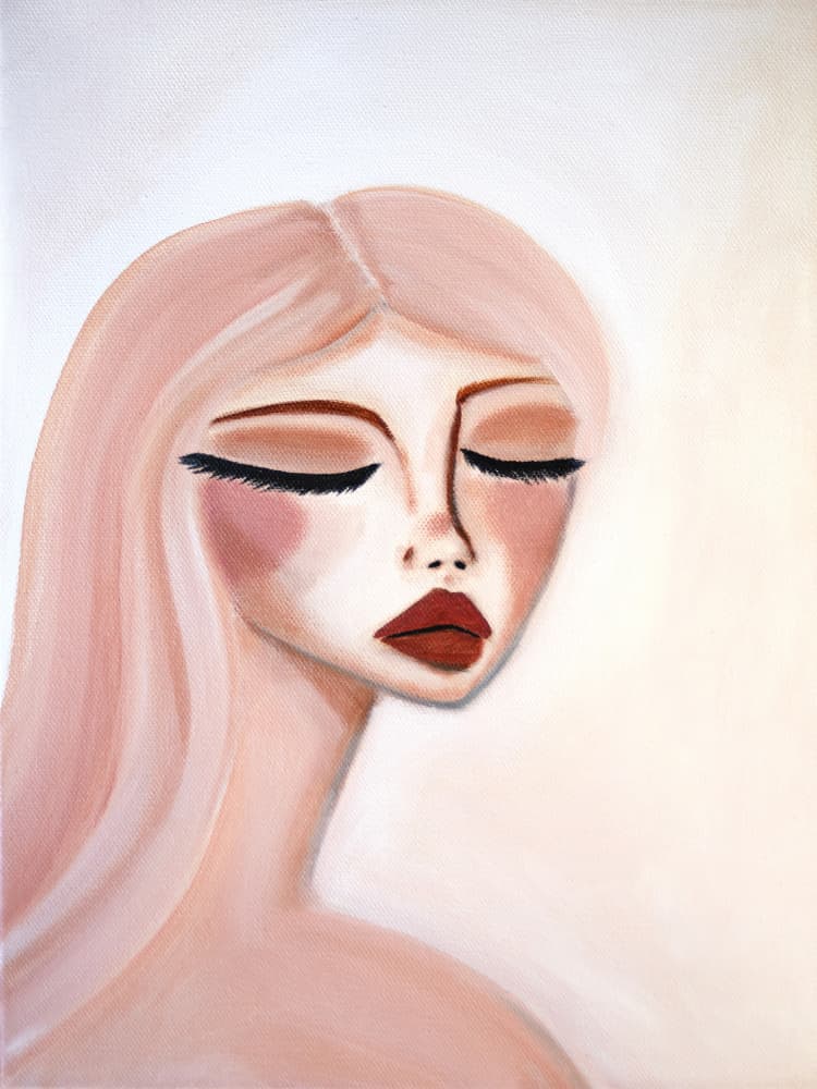 Serene Pink Portrait by Amy Straley — canvas wall art