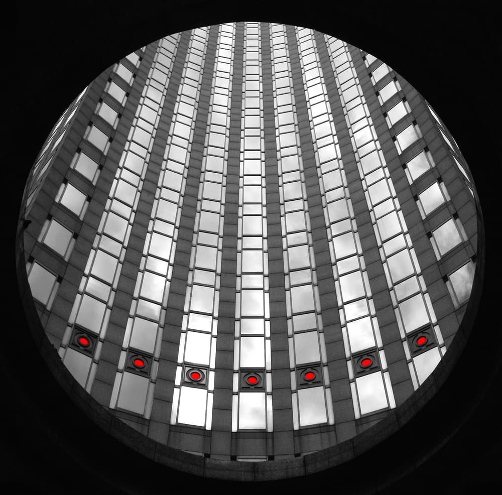 Circular Red Architecture by Hans-Wolfgang Hawerkamp — canvas wall art