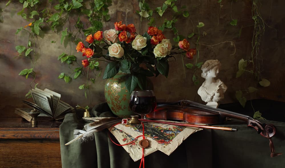 Roses Music and Literature by Andrey Morozov — canvas wall art