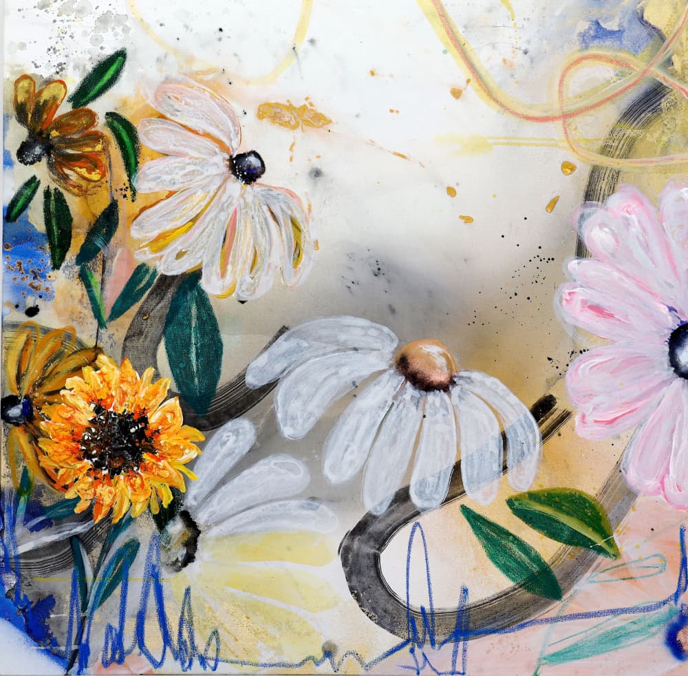 Happy Garden Blooms by POOVI ART — canvas wall art