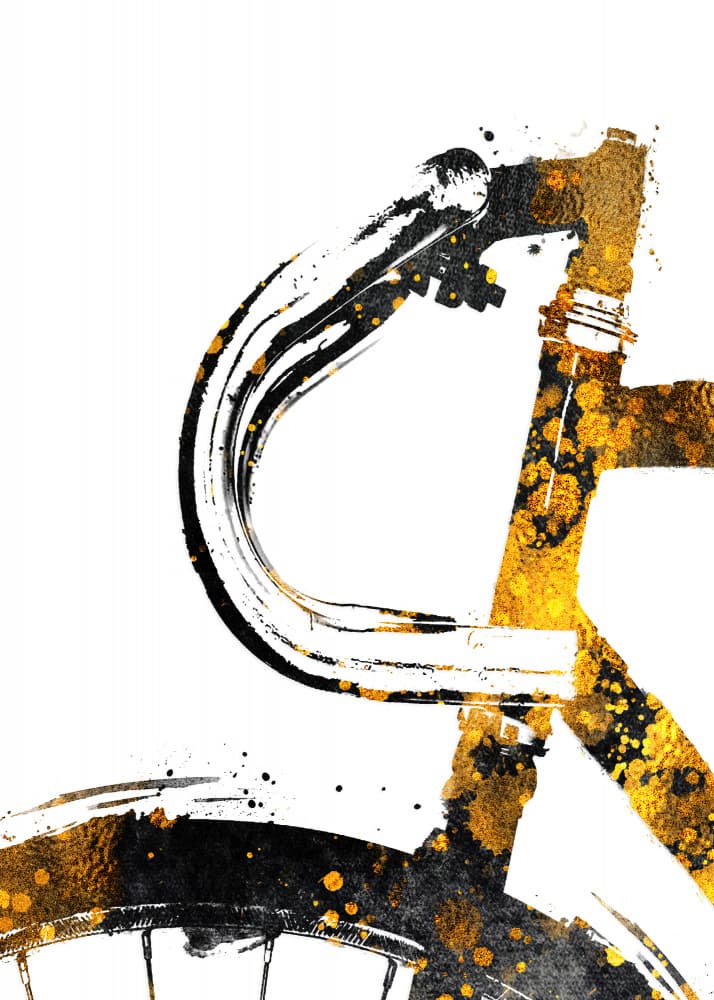 Abstract Gold Bicycle by Justyna Jaszke — canvas wall art