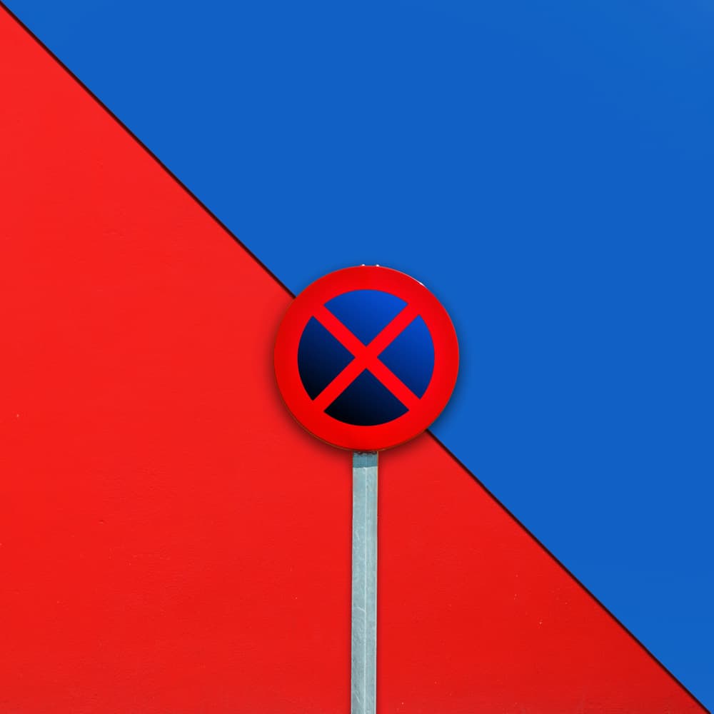 Red Blue Stop Sign by Alfonso Novillo — canvas wall art