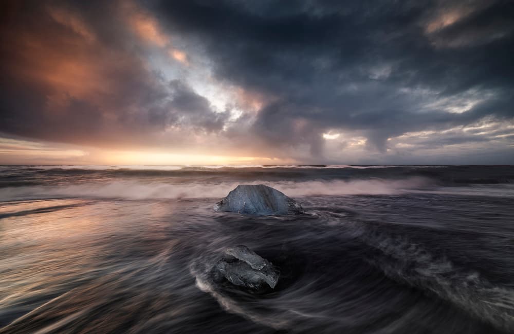 Dramatic Ice Beach Sunset by Jorge Ruiz Dueso — canvas wall art