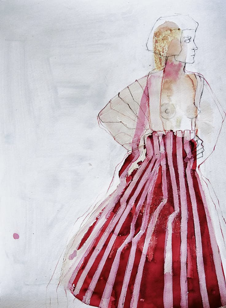 Red Striped Fashion Figure by Doris Schmitz — canvas wall art