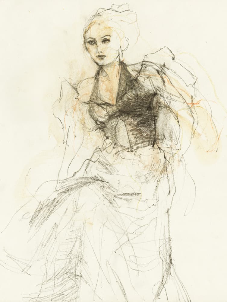 Elegant Fashion Sketch by Ute Rathmann — canvas wall art