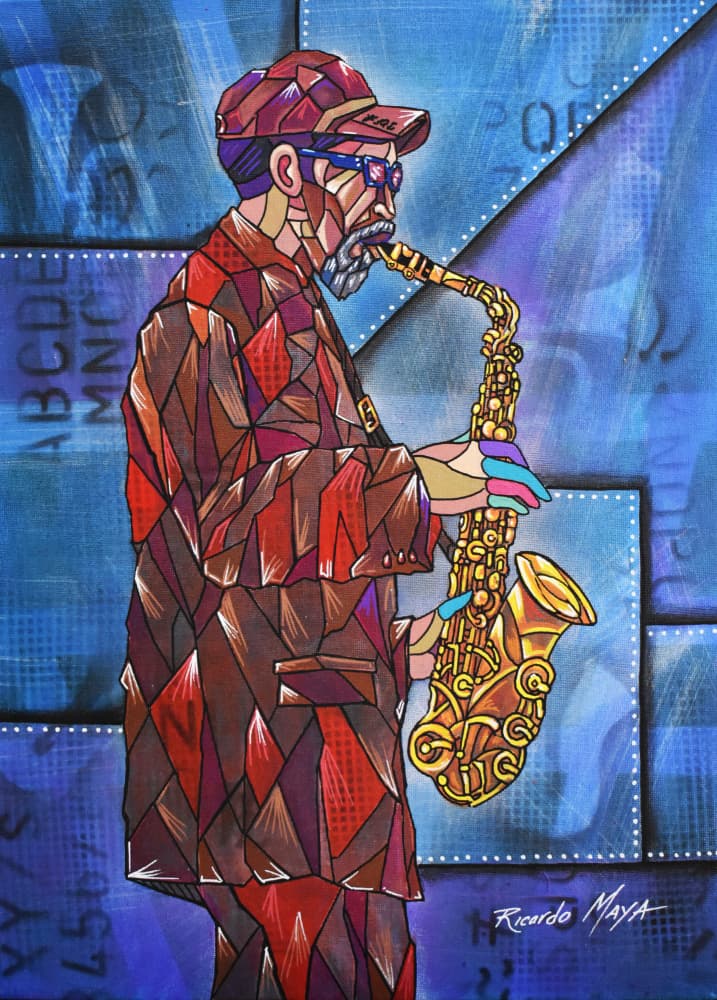 Geometric Jazz Man by Ricardo Maya — canvas wall art