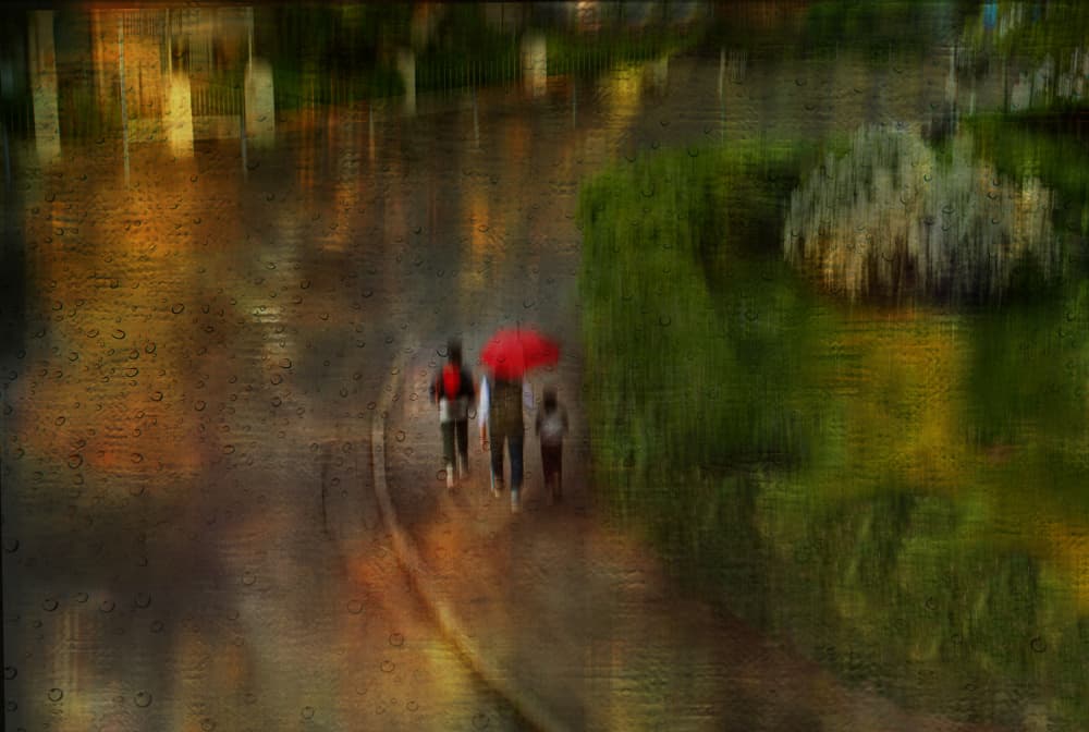 Rainy Day Red Umbrella by Anette Ohlendorf — canvas wall art