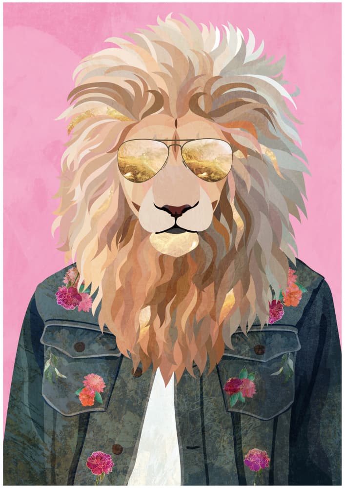 Cool Lion Portrait by Sarah Manovski — canvas wall art