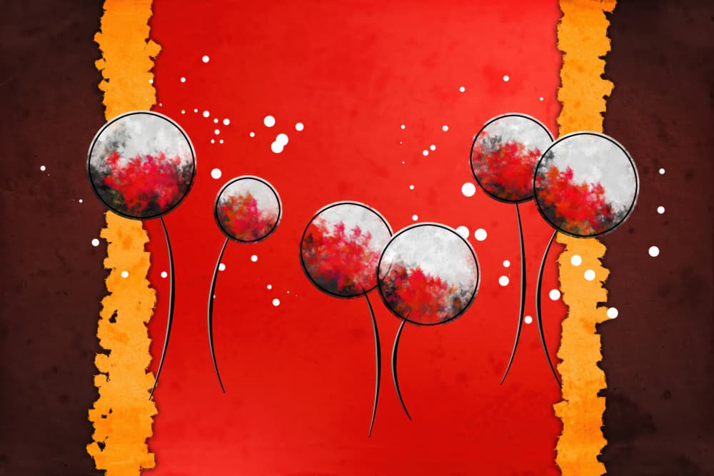 Red Abstract Flowers by Rafal Kulik — canvas wall art