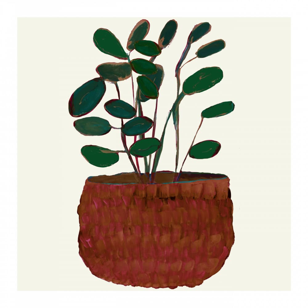 Lush Potted Houseplant by cartissi — canvas wall art