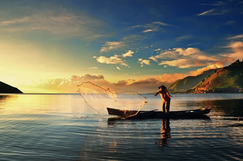 Fisherman's Golden Sunset by Cie Shin — canvas wall art
