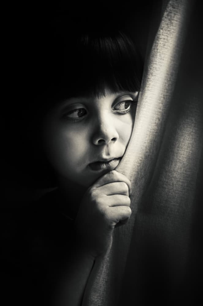 Shy Child Peeking by Desislava Ignatova — canvas wall art