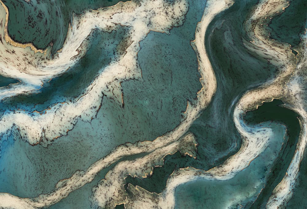 Swirling Aqua Currents by Bilge Paksoylu — canvas wall art