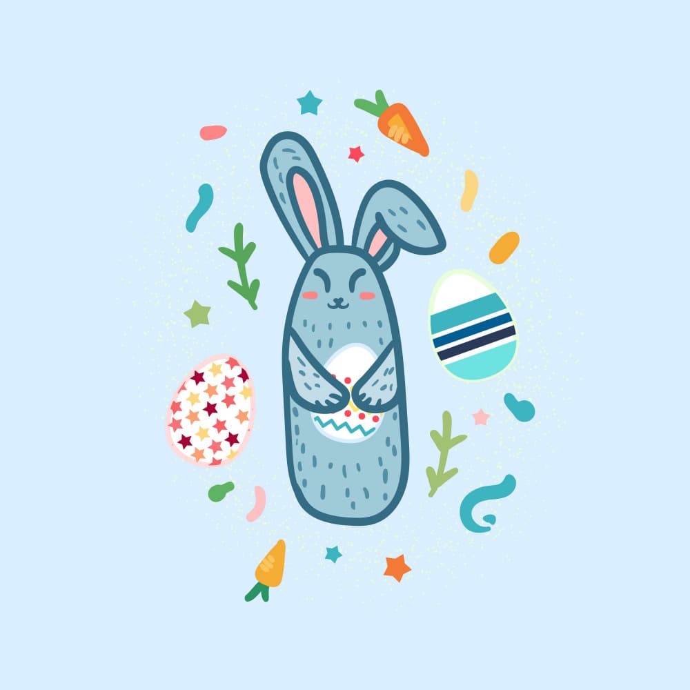 Cute Easter Bunny Eggs by Marika Barsrsind — canvas wall art
