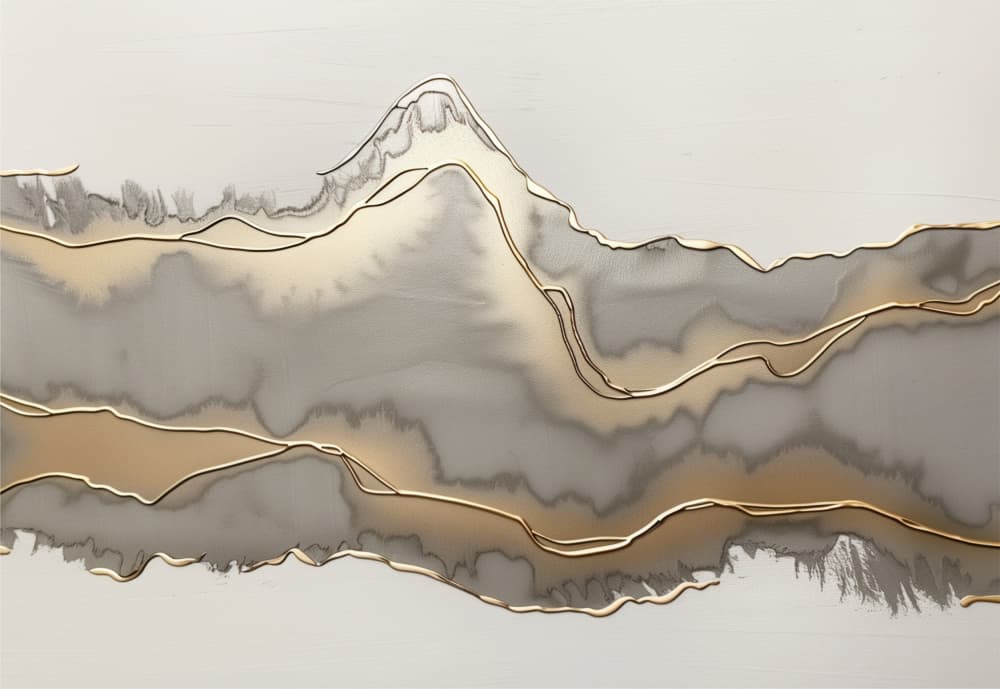 Golden Abstract Mountains by Alma — canvas wall art