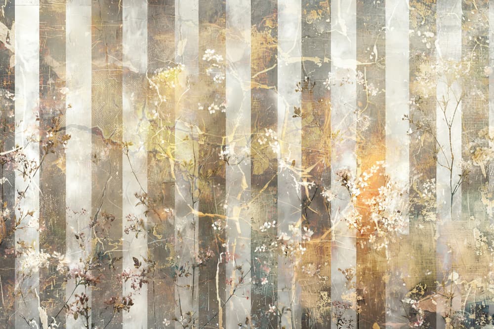 Golden Striped Blossoms by Rafal Kulik — canvas wall art