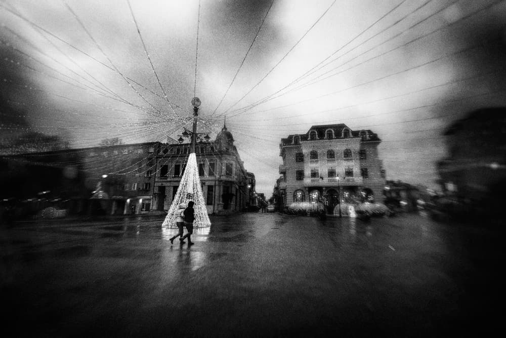 Rainy Christmas Night by Elena Raceala — canvas wall art