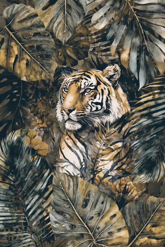 Golden Tiger Jungle by Andrea Haase — canvas wall art