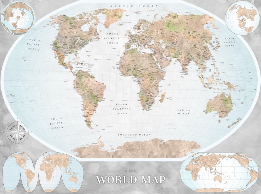 Vintage World Map by Rosana Laiz Blursbyai — canvas wall art