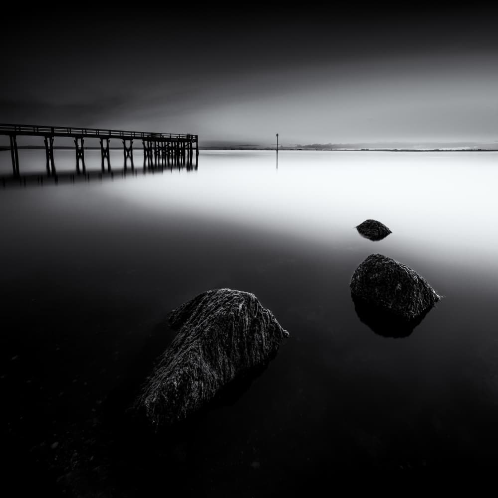 Pier Over Still Water by Sunny Ding — canvas wall art
