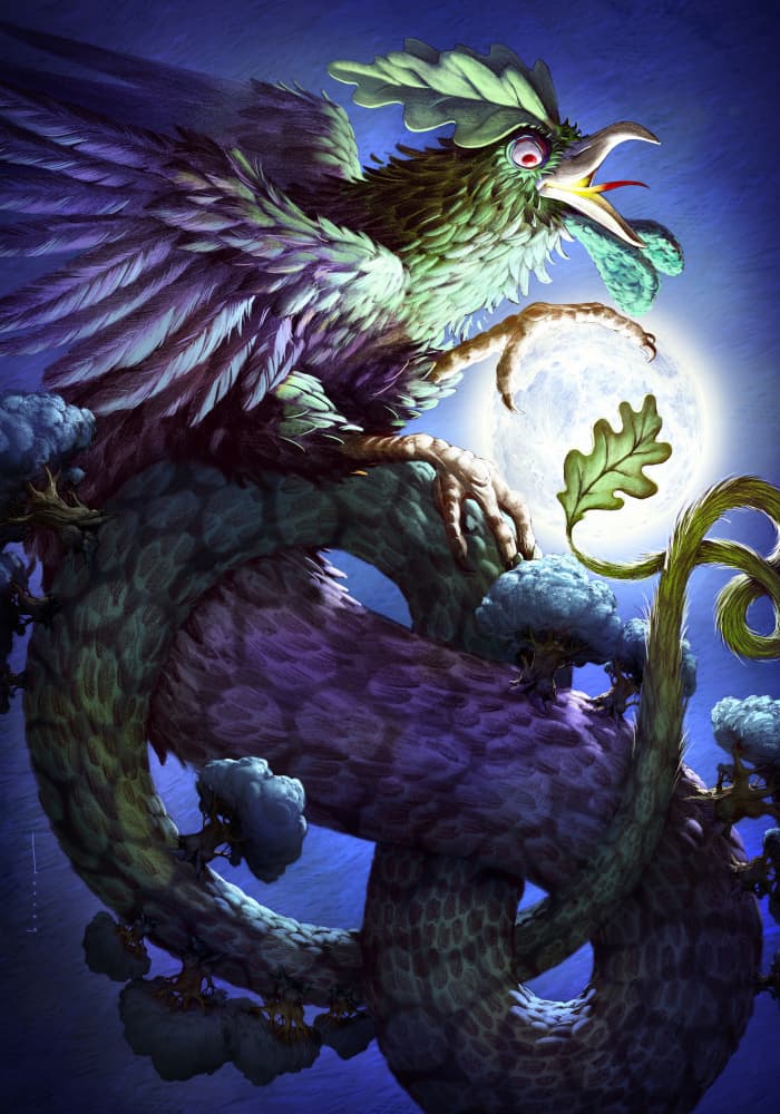 Moonlit Forest Dragon by Juan Hernaz — canvas wall art