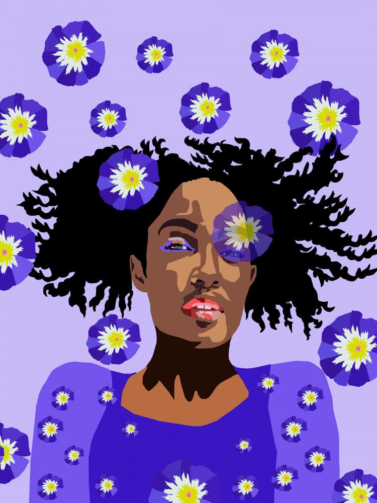Purple Floral Gaze by Lynnda Rakos — canvas wall art
