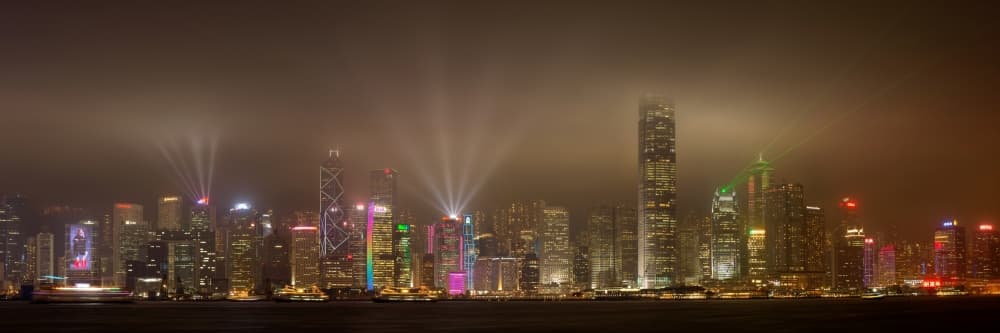 Misty Hong Kong Skyline by Daniel Murphy — canvas wall art