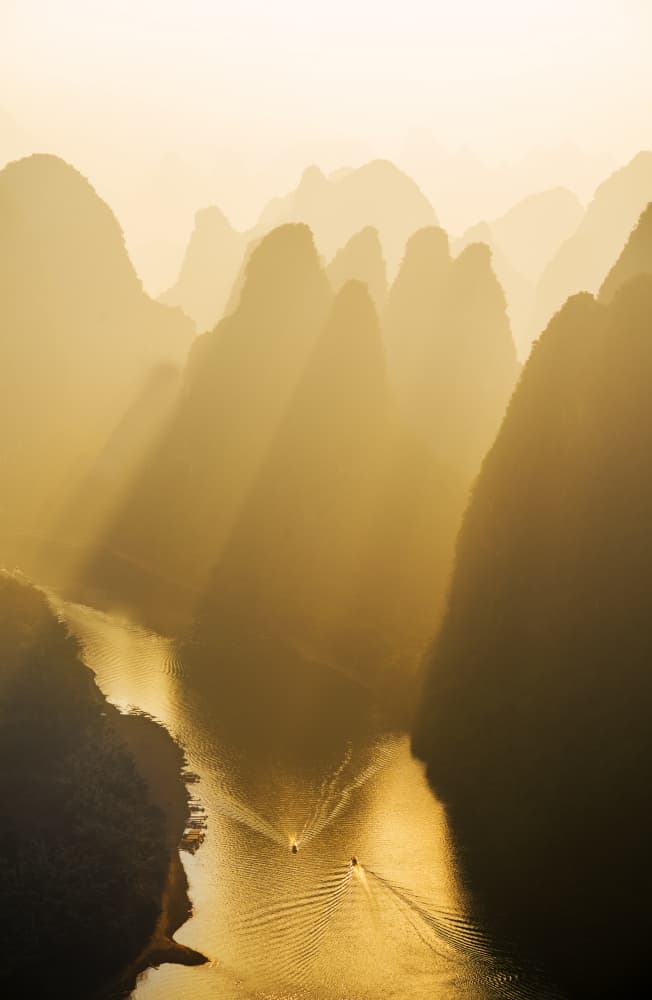 Golden Misty River Valley by Rae Zhang — canvas wall art