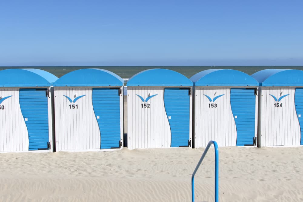 Blue Beach Huts by Massimo Della Latta — canvas wall art
