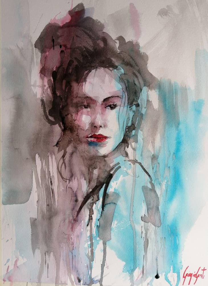 Expressive Woman Portrait by Giorgio Gosti — canvas wall art