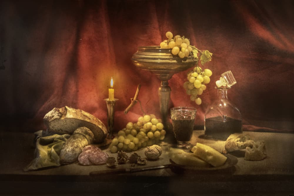 Candlelit Rustic Feast by Elisabeth van Helden — canvas wall art