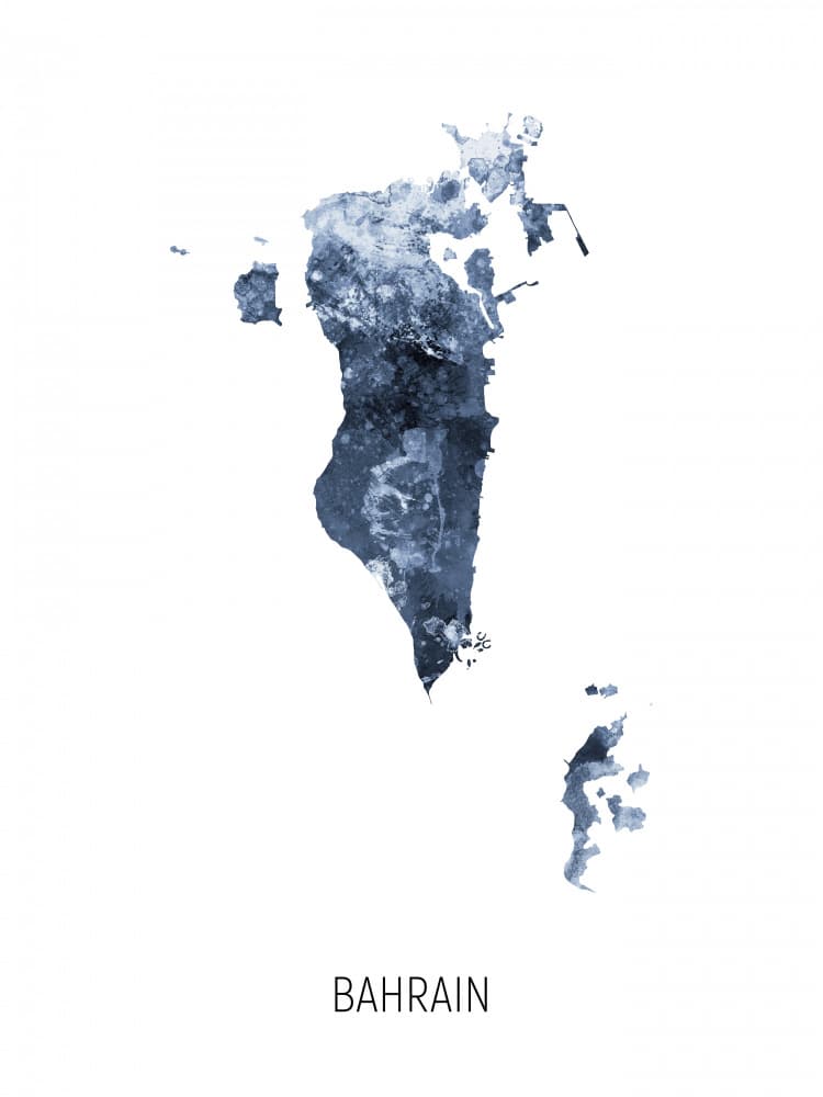 Bahrain Watercolor Map by Michael Tompsett — canvas wall art