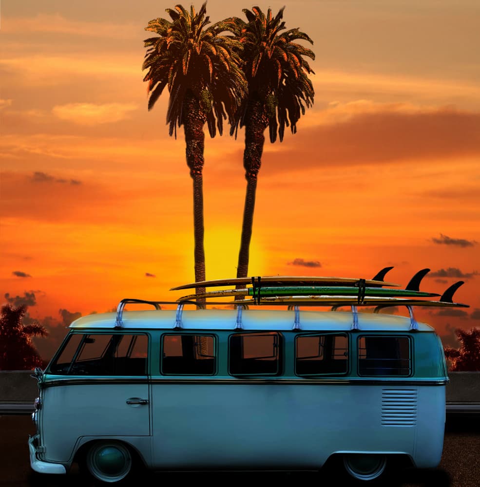 Retro Surf Van Sunset by LARRY BUTTERWORTH — canvas wall art