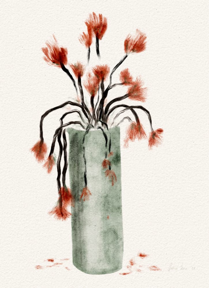 Whimsical Red Flowers by Ankie Kooi — canvas wall art