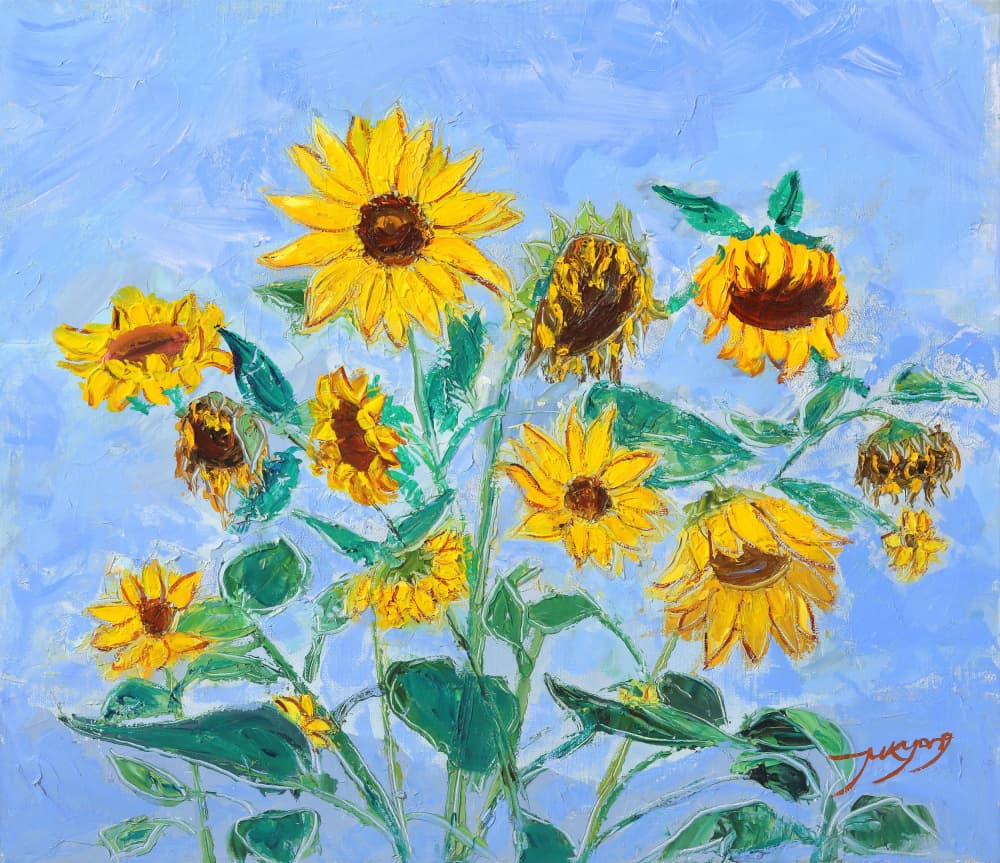 Golden Sunflowers by Jukyong Park — canvas wall art