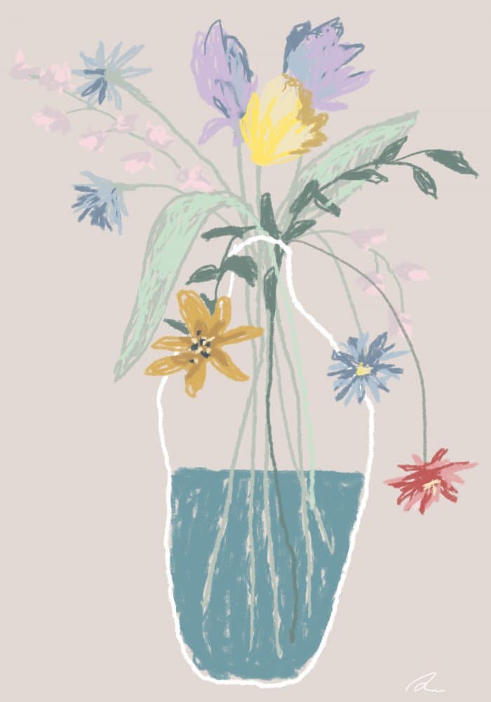 Pastel Flowers Blue Vase by Pictufy Studio II — canvas wall art
