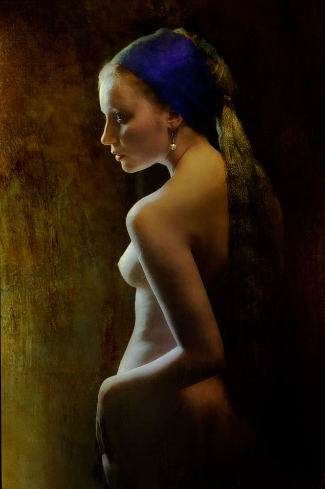 Elegant Blue Scarf Nude by kenp — canvas wall art
