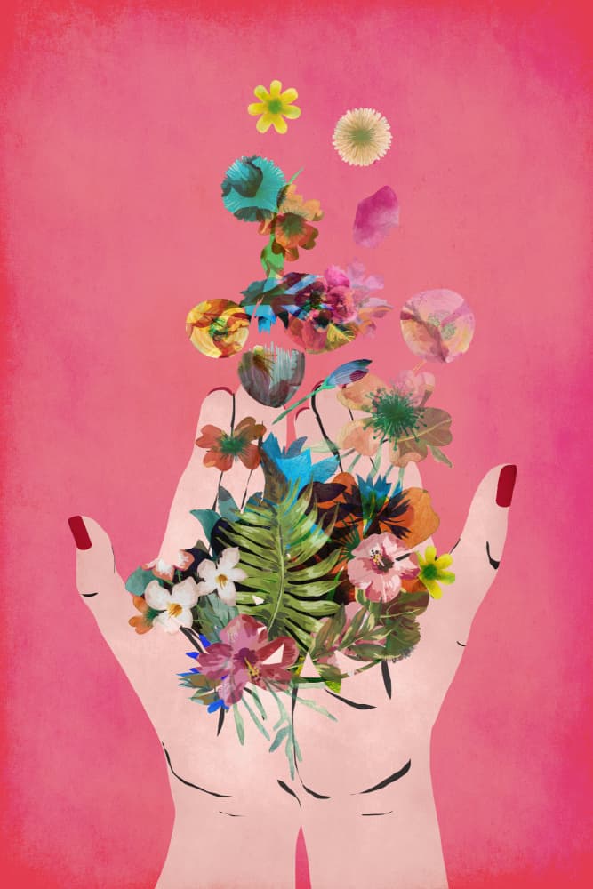 Blooming in Hands by Treechild — canvas wall art