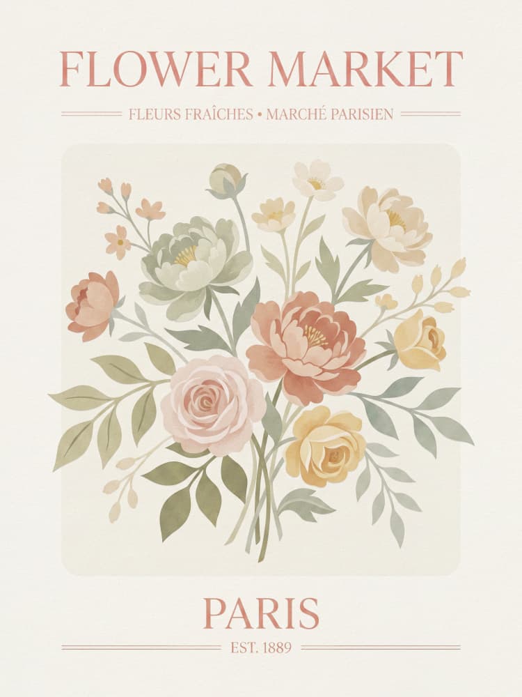 Vintage Parisian Flowers by Andreas Magnusson — canvas wall art