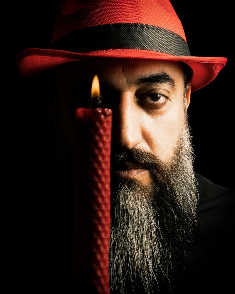 Bearded Man Candlelight by Amir Heydari — canvas wall art
