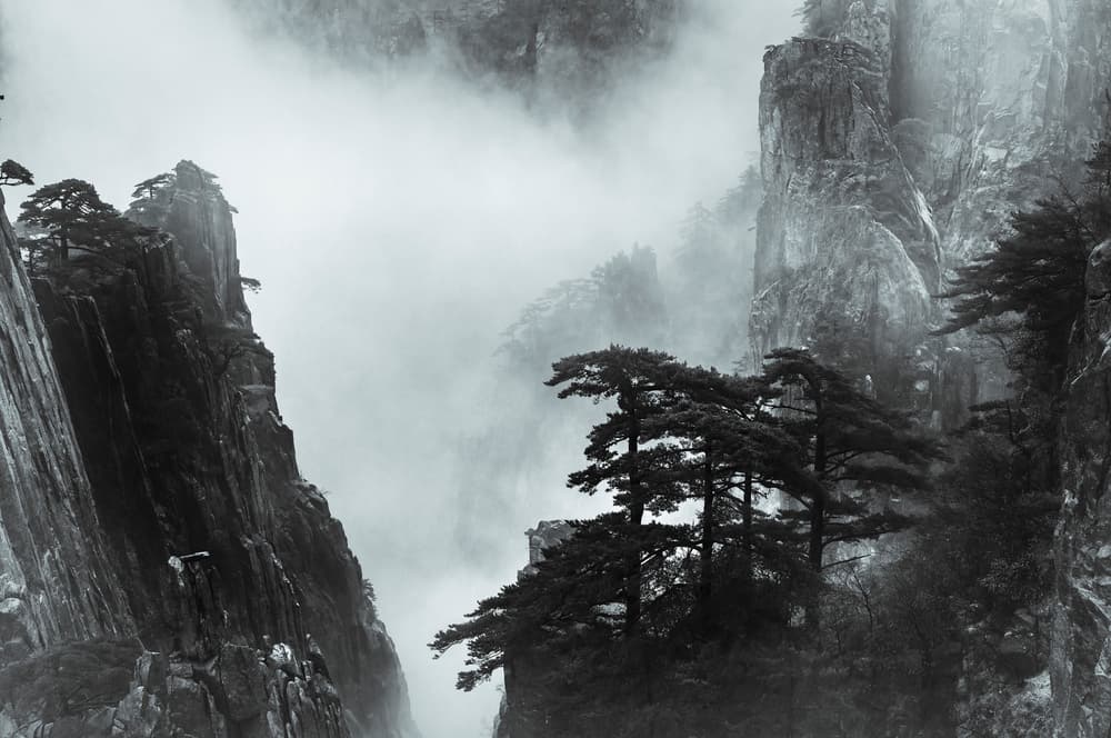 Misty Mountain Peaks by Wei (David) Dai — canvas wall art
