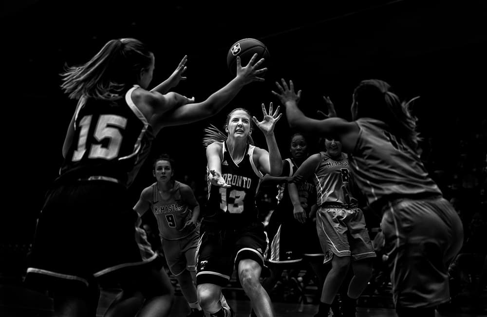 Dynamic Women's Basketball by Henry Zhao — canvas wall art