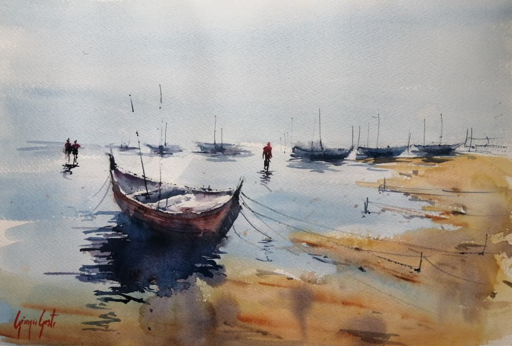 Calm Harbor Morning by Giorgio Gosti — canvas wall art