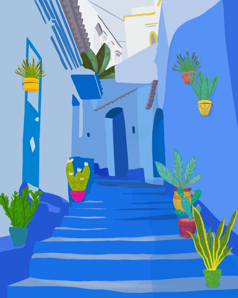 Blue city by Petra Lizde — canvas wall art