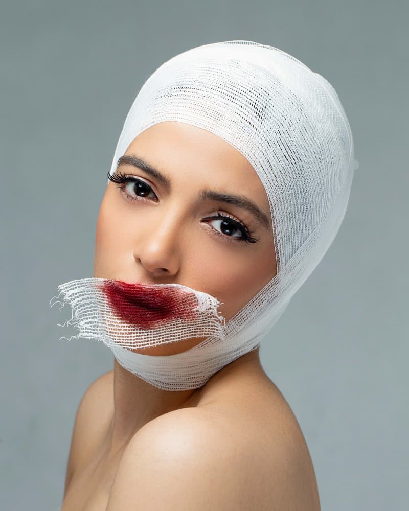 Red Mouth Bandage by pphgallery — canvas wall art