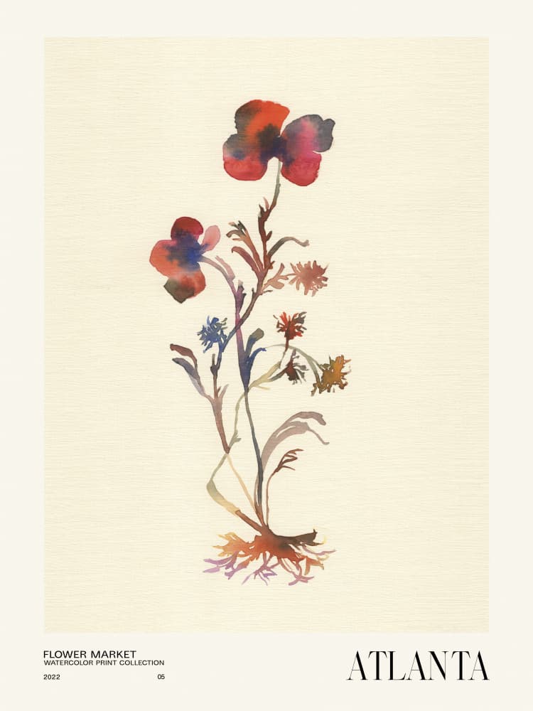 Watercolor print collection. Flower market - Atlanta by NKTN — canvas wall art