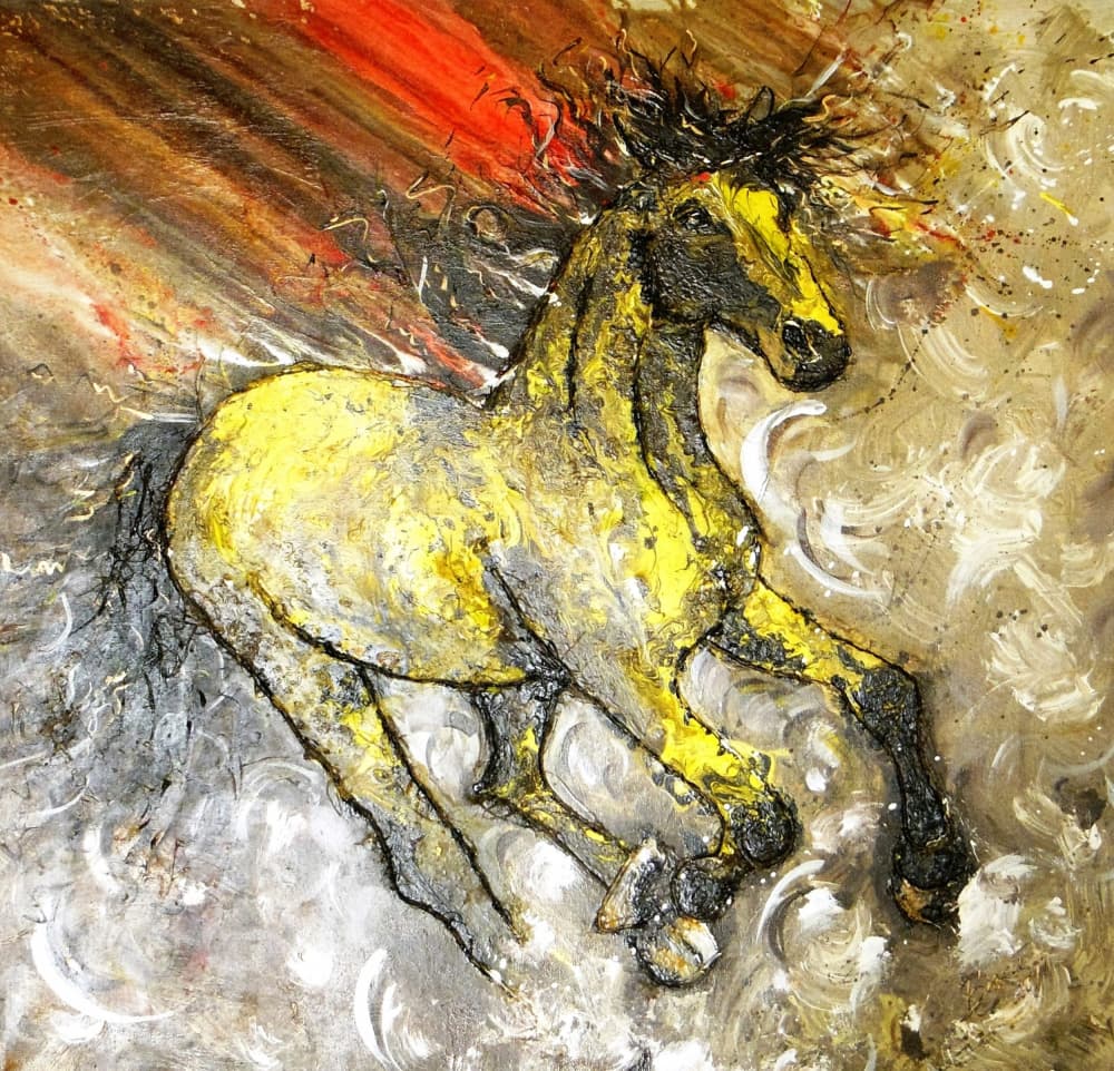 Dynamic Yellow Horse by Anda Bieza — canvas wall art