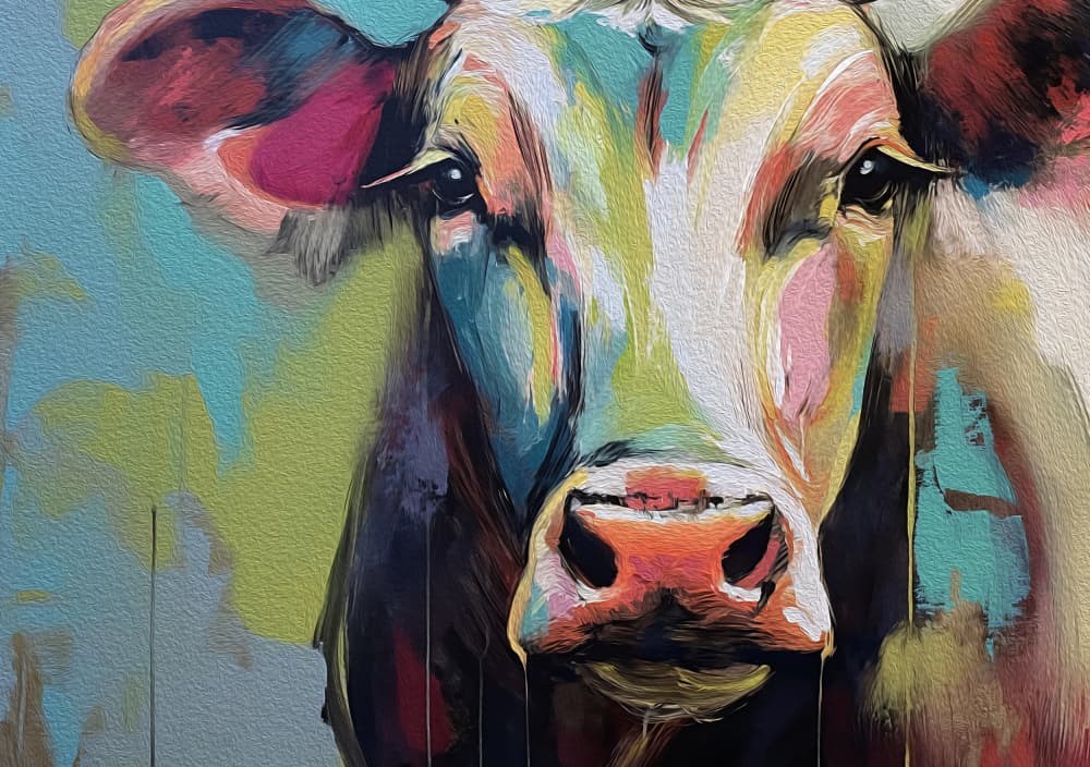 Colorful Cow Portrait by Andreas Magnusson — canvas wall art